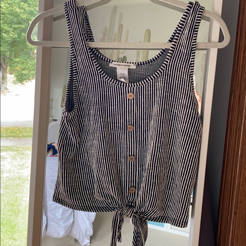 Striped Tank with Tie at Bottom